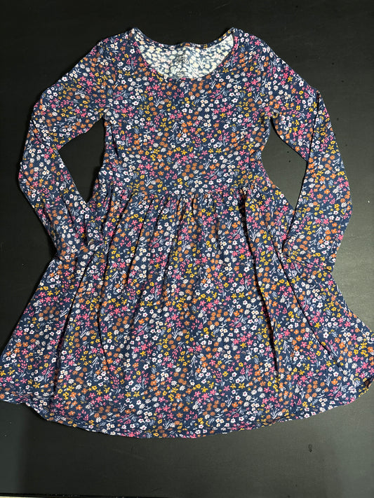 Jumping beans LS navy floral dress - size Youth - 6 (S)