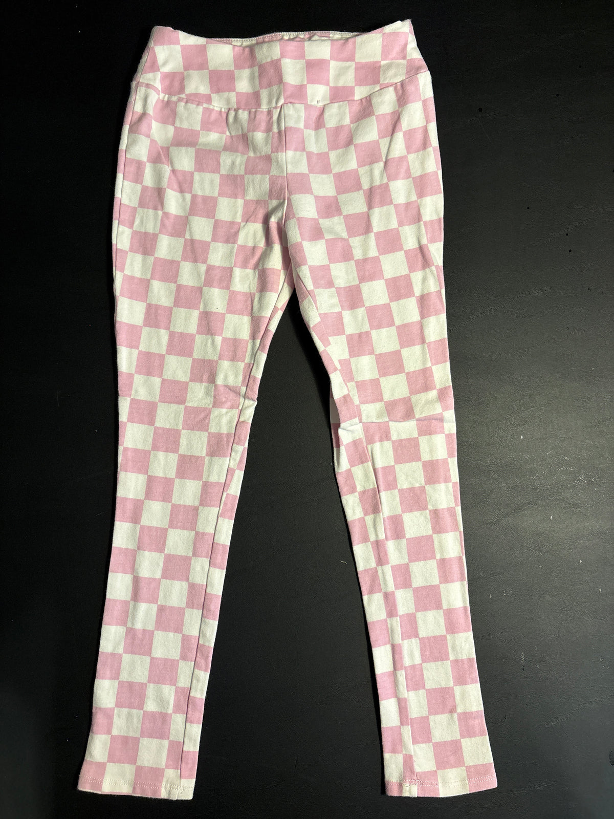 Pink checkered leggings - size Youth - 10 (L)