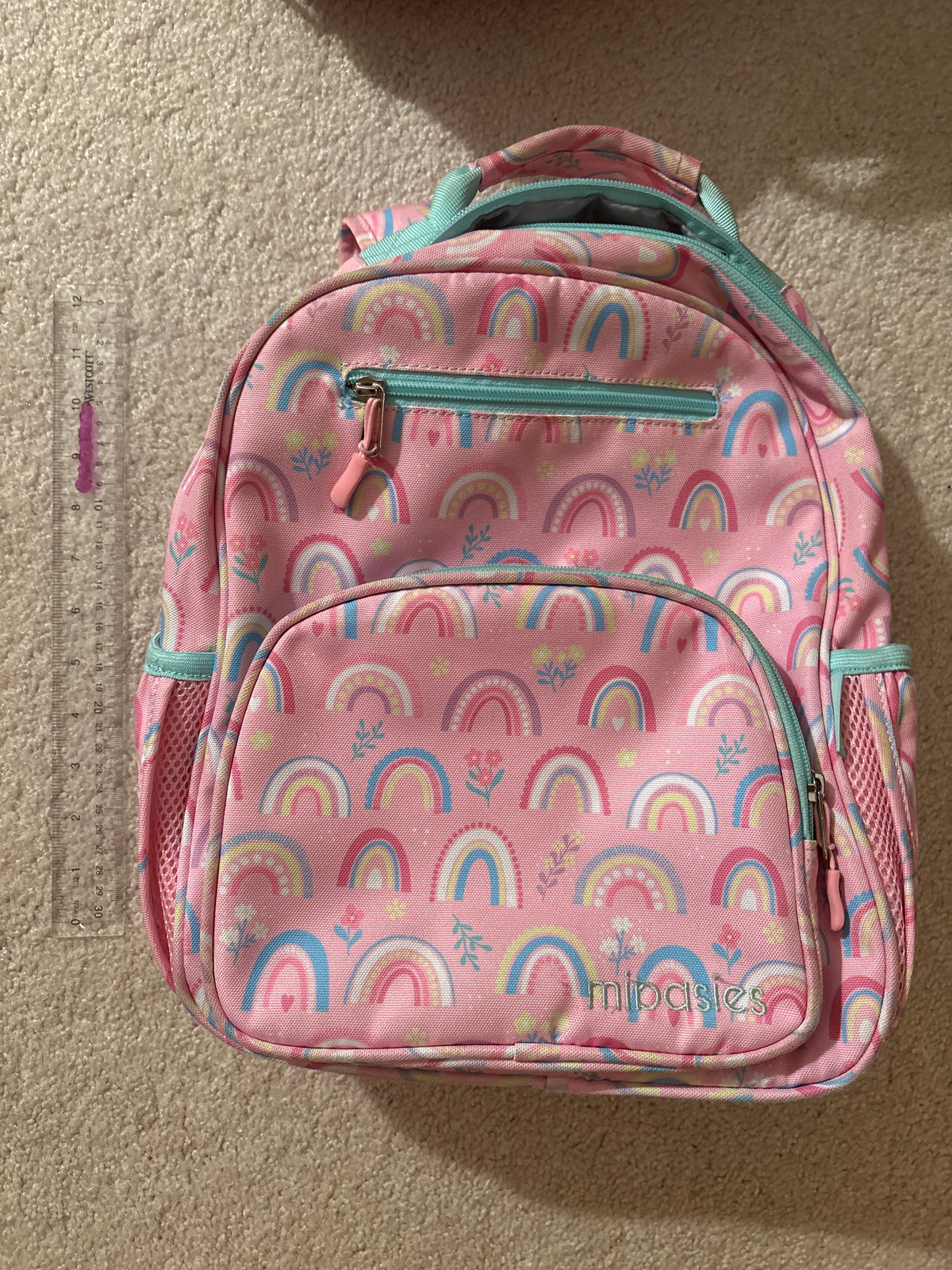 Pink rainbows backpack EUC