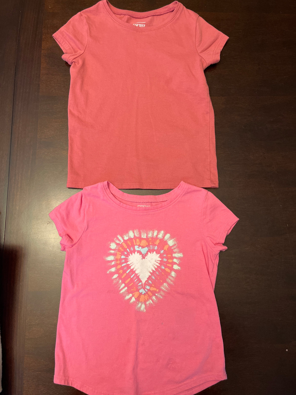 2 pink tshirts, small stain spots on each - size Youth - 4 (XS)