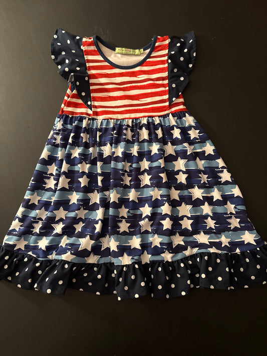 Millie Loves Lily stars & stripes flutter dress - size Youth - 5 (XS)