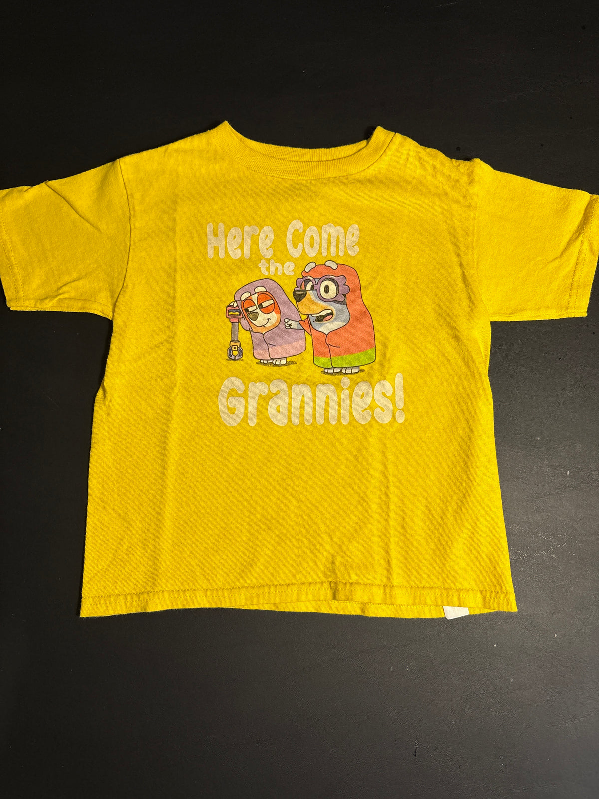 Yellow grannies Bluey Tshirt - size Youth - 4 (XS)
