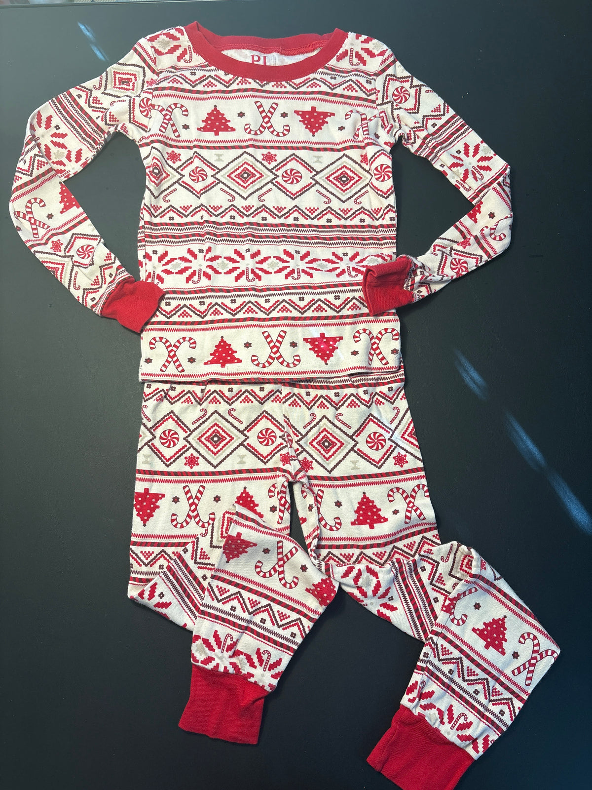 PJ Place red candy cane LS pajamas - size Youth - 6 (S)