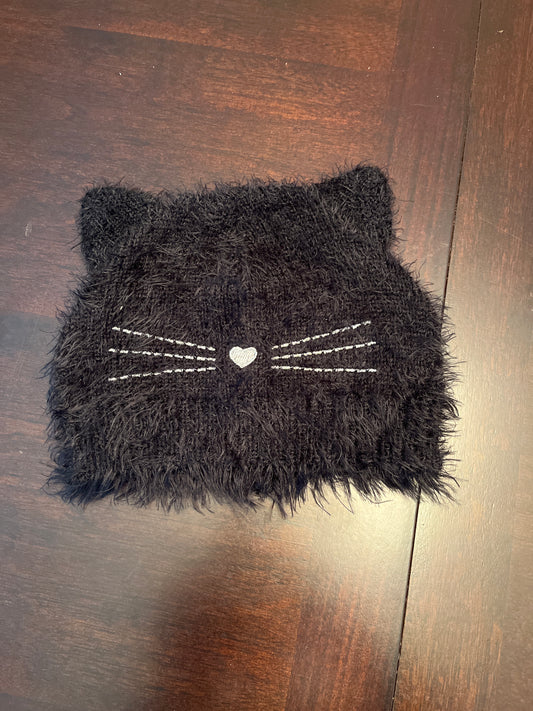 Fuzzy black cat hat NWOT 2T-5T - size Toddler - 3T