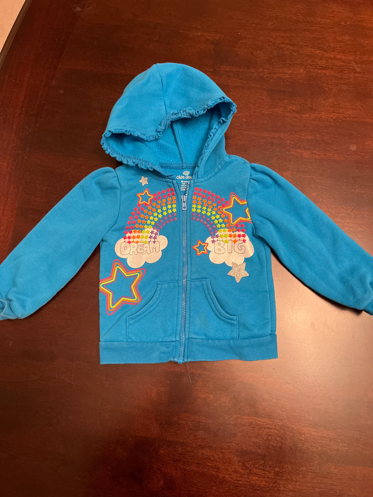 Dream big zip up hoodie sweatshirt - size Month - 12-18 / 18M