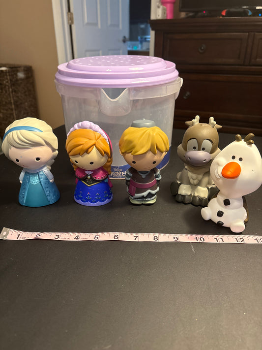 Frozen bath toy set with storage bucket