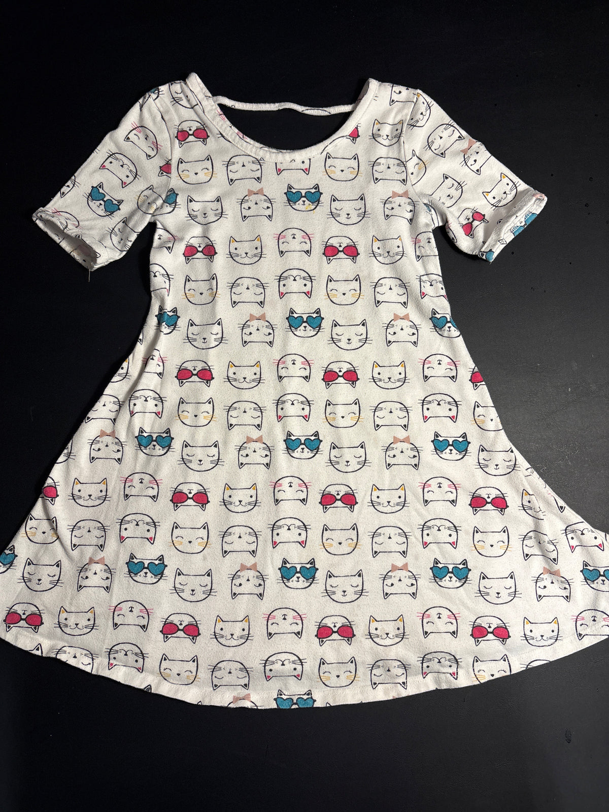 Jumping beans white cat face dress - size Youth - 5 (XS)