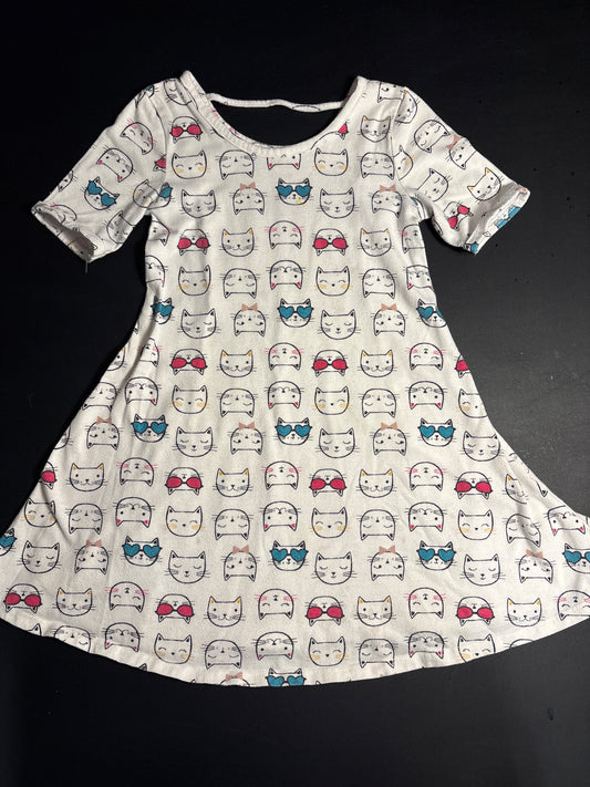 Jumping beans white cat face dress - size Youth - 5 (XS)