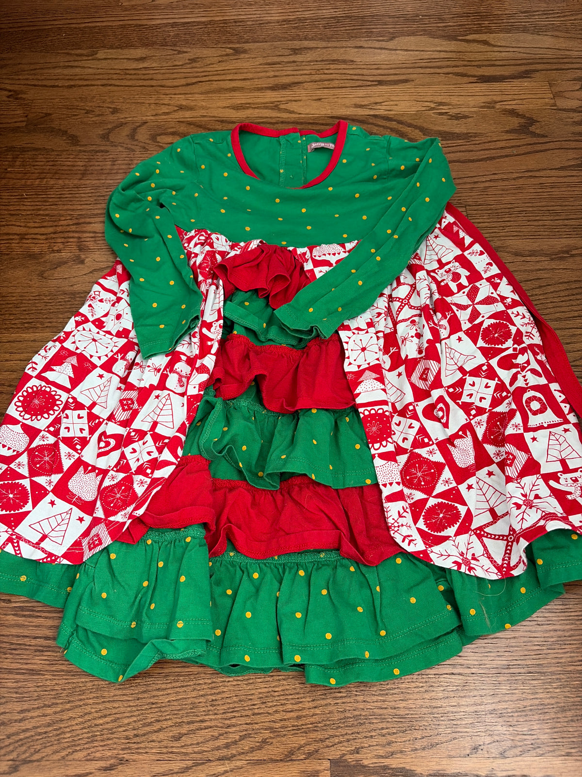 Christmas ruffle dress Very soft - size Youth - 7 (S)
