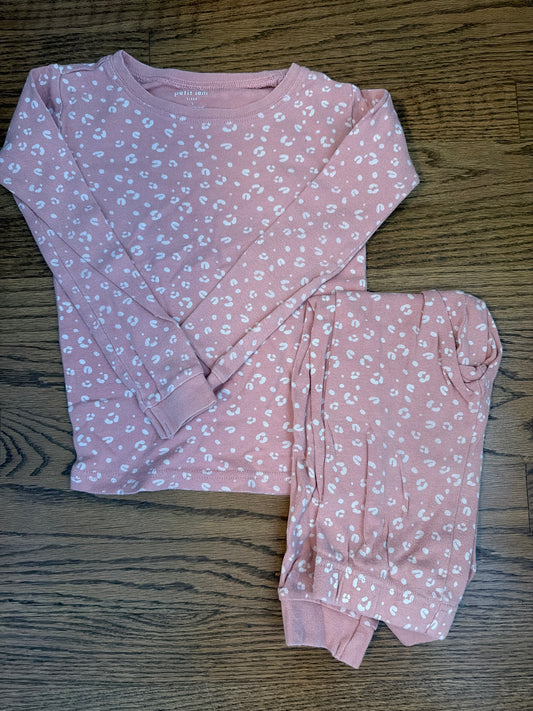 Pink leopard pjs - size Youth - 5 (XS)