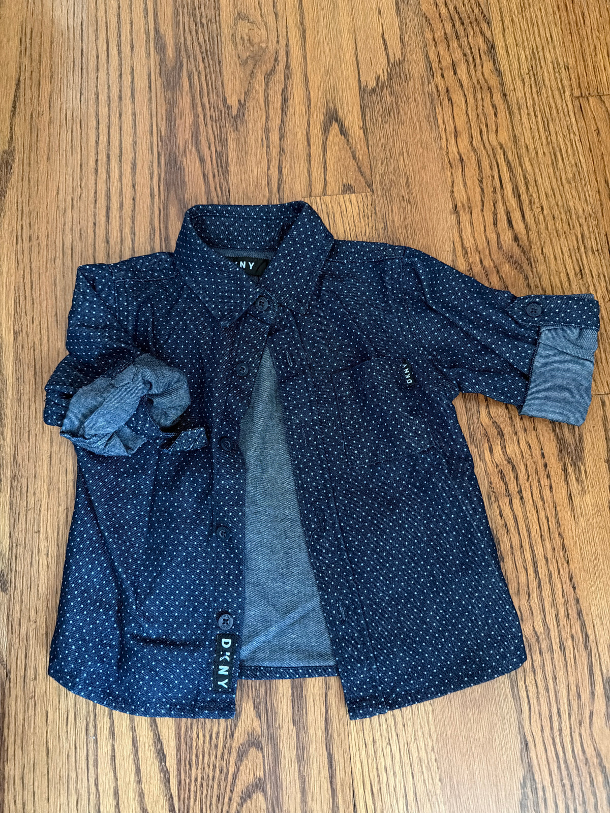 DKNY polka dot button up - size Month - 9-12 / 12M