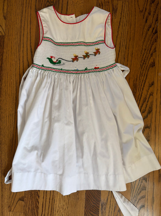Santa smocked dress - size Youth - 5 (XS)