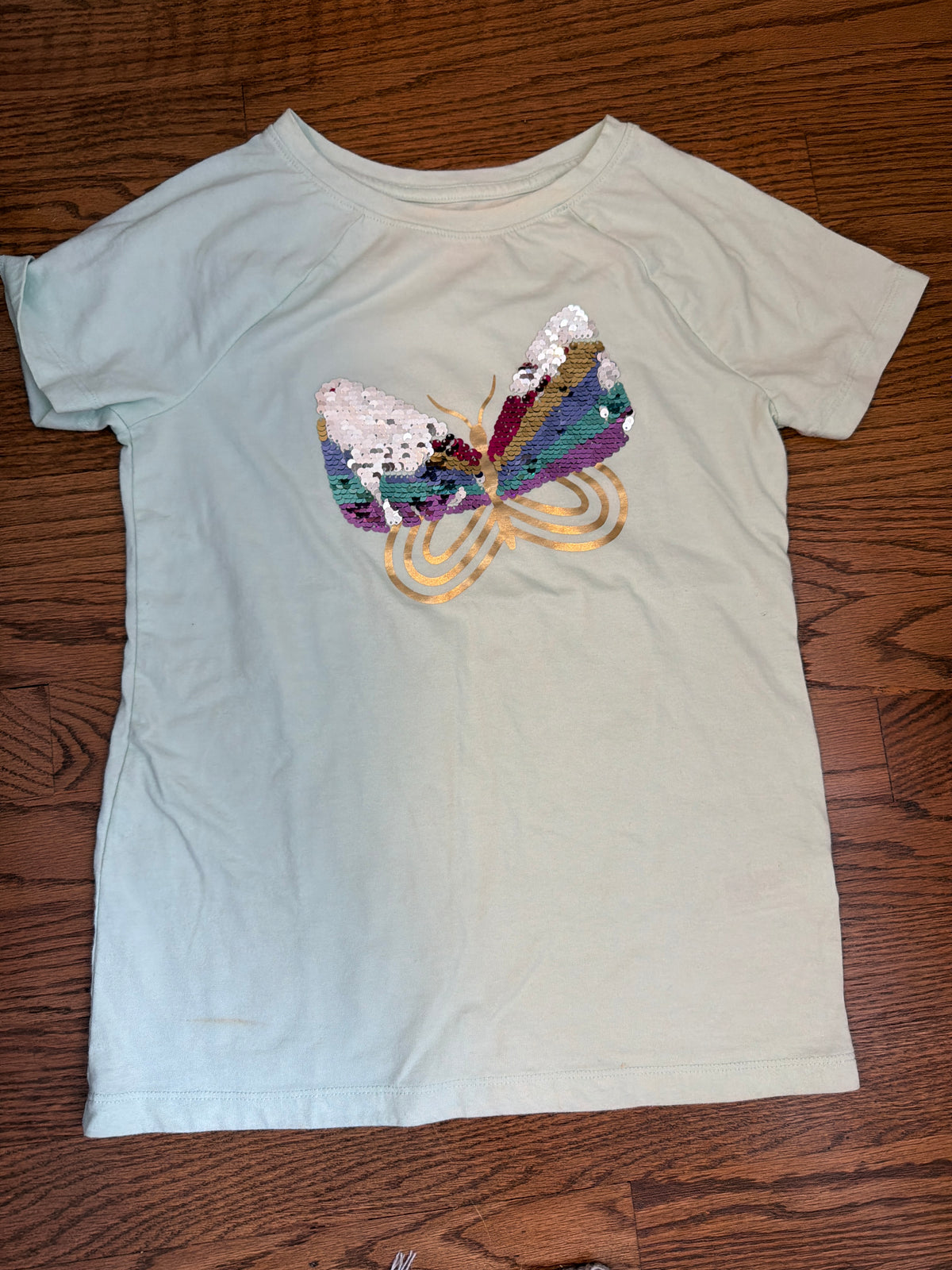 Cat and jack butterfly Sequin tshirt - size Youth - 10 (L)