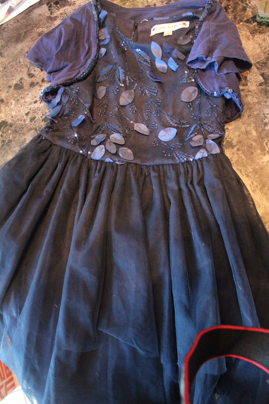 Blue Flower Dress - size Youth - 7 (S)