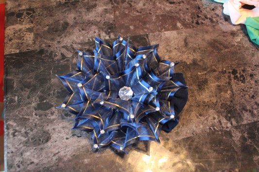 Blue Flower Hairbow Infant Size