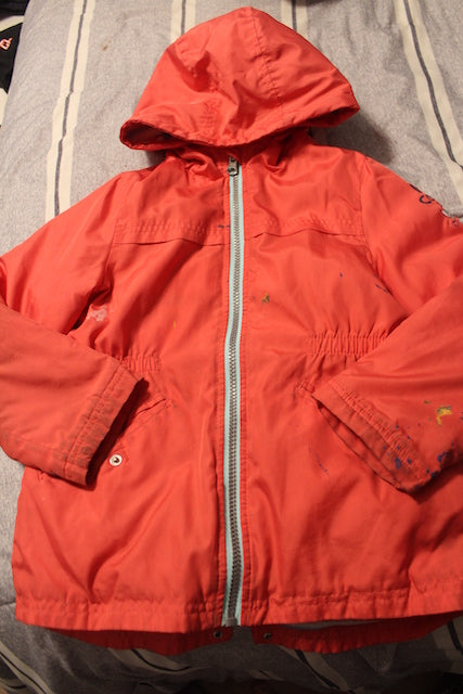 Red Wind Breaker Has paint on sleeves - size Youth - 5 (XS)
