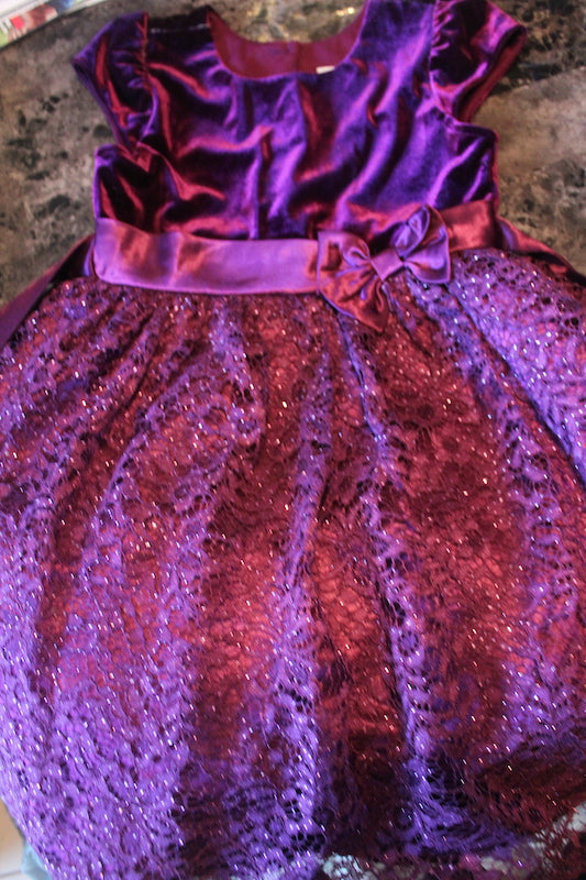 Purple Velvety Dress - size Youth - 6 (S)