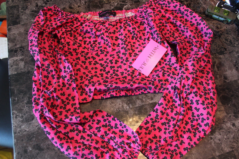 Pink Leopard Crop Top Brand New - size Youth - 7 (S)