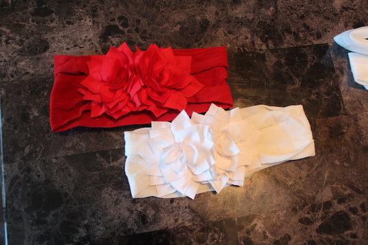 2 hairbows Red and White