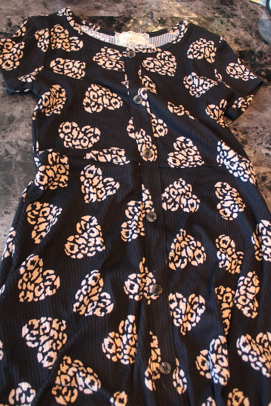 Black dress with hearts - size Youth - 8 (M)