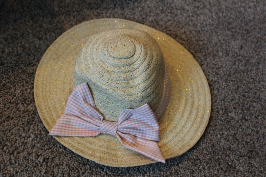 Straw Hat with Pink Bow Packable - size Toddler - 4T