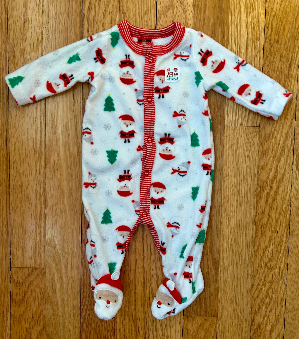 Carters Fleece Christmas Footie PJs EUC - size Month - Newborn