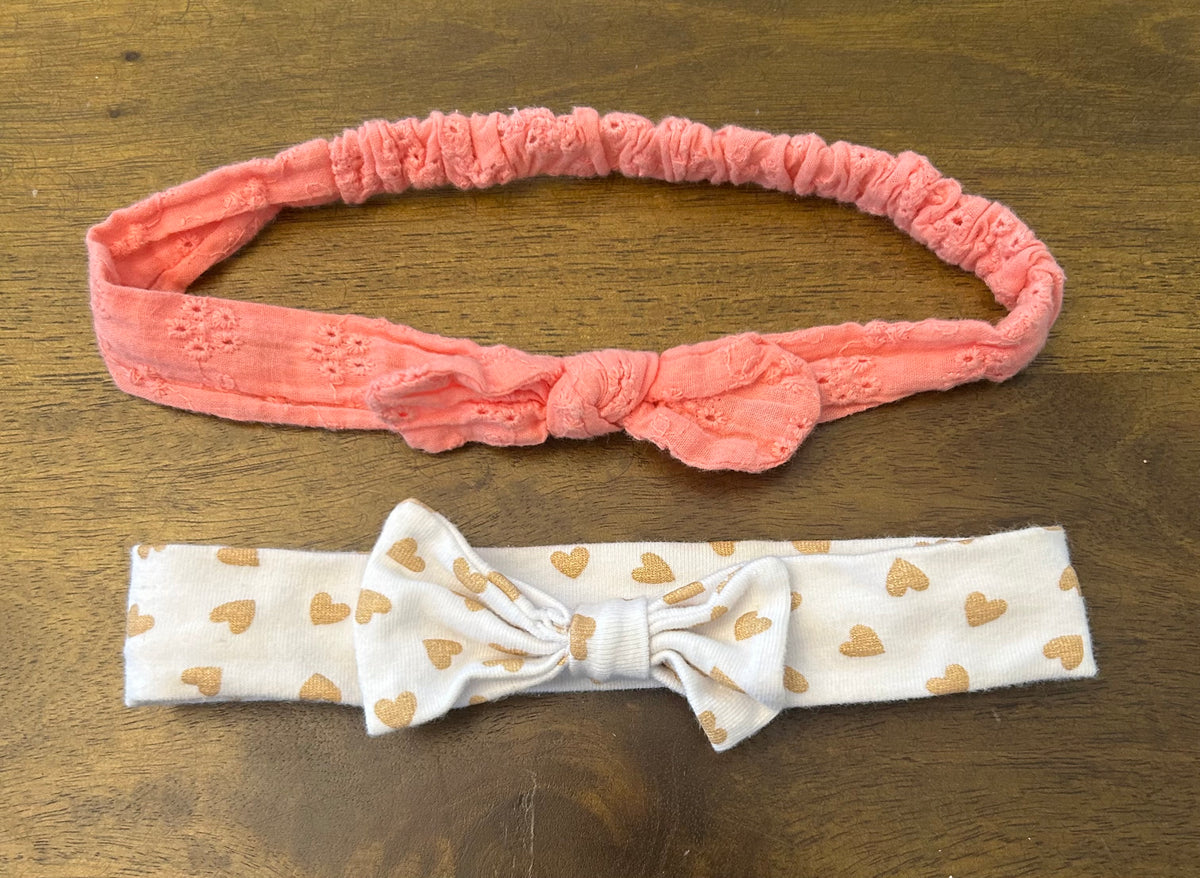 Infant Headbands (2) Pink and gold hearts