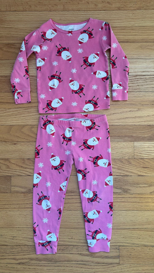 Carters Pink Santa PJs EUC - size Toddler - 3T