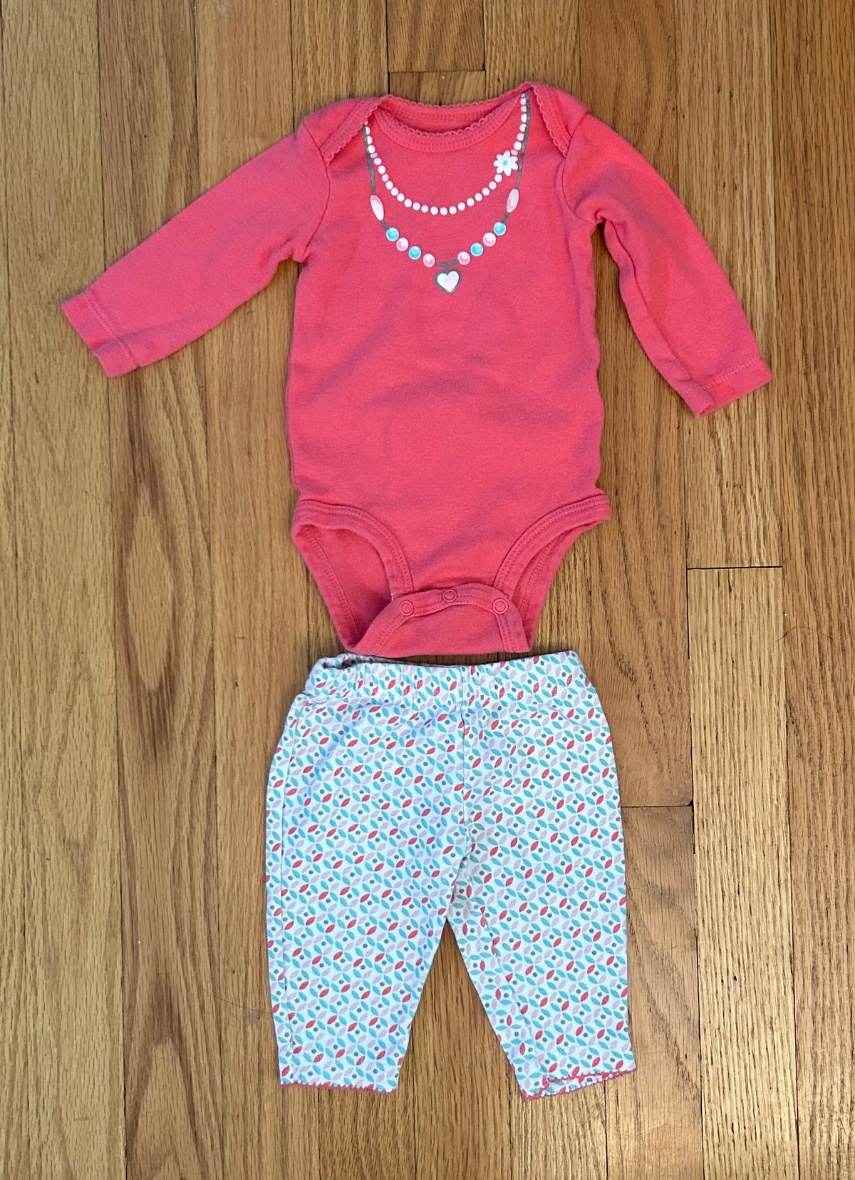 Carters LS Necklace Onesie and Pants (3M) - size Month - 0-3 / 3M
