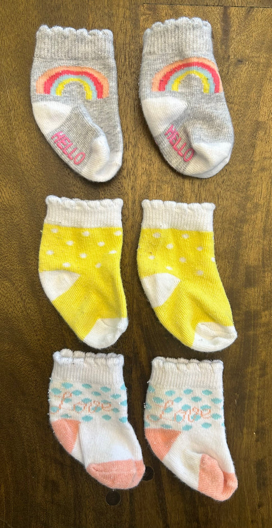 Infant Socks (3 pairs) - size Month - 0-6