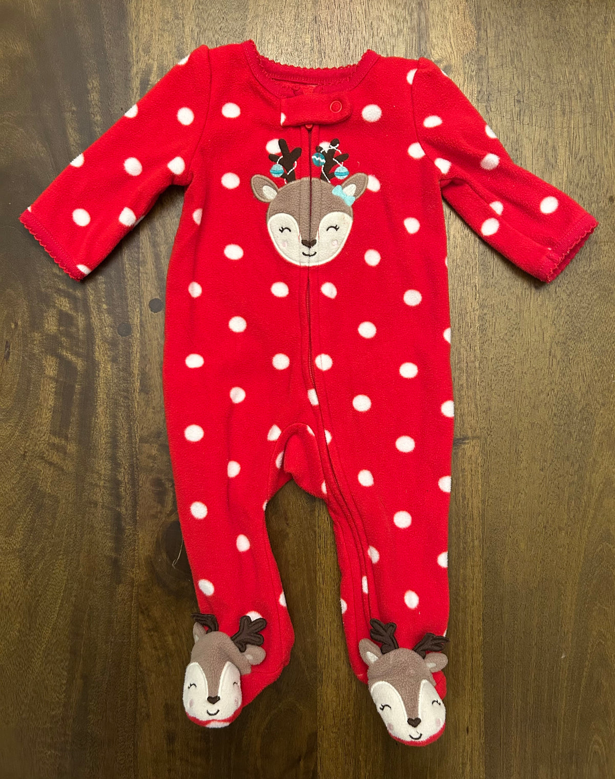 Carters Fleece Footie Christmas PJs EUC - size Month - Newborn