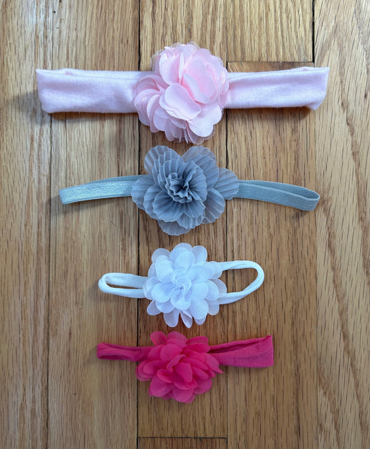 Flower Headbands (4) - size Month - 0-12