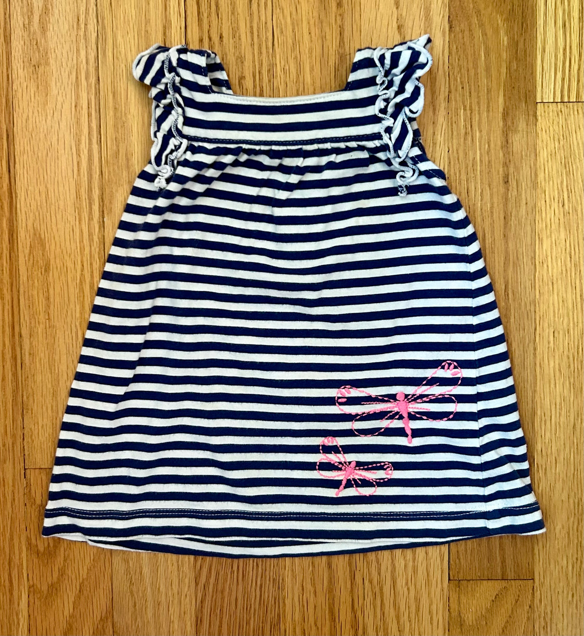 Carters Blue Stripe Pink Butterfly Top EUC (6M) - size Month - 3-6 / 6M