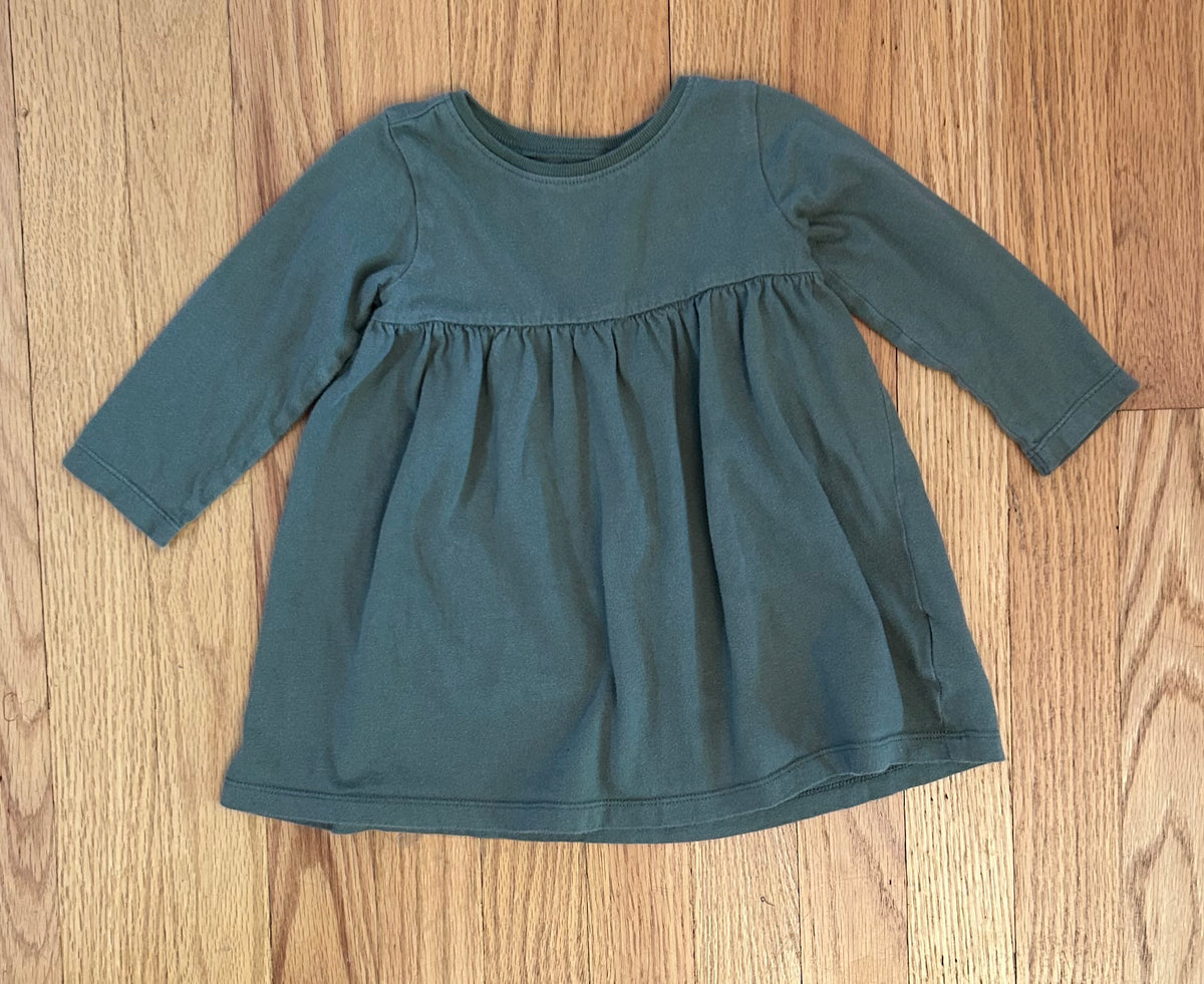 Old Navy Olive Green LS Dress - size Month - 12-18 / 18M