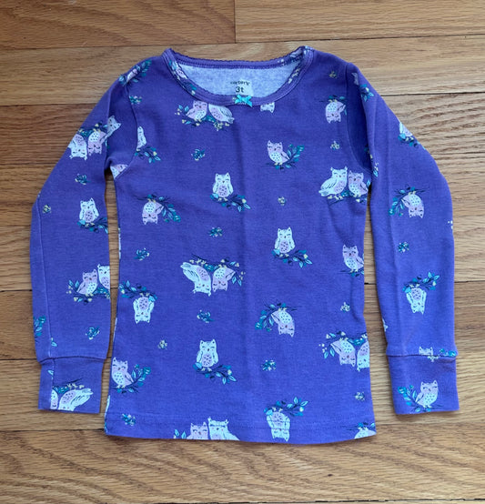 Caters Purple Owl PJ Top - size Toddler - 3T