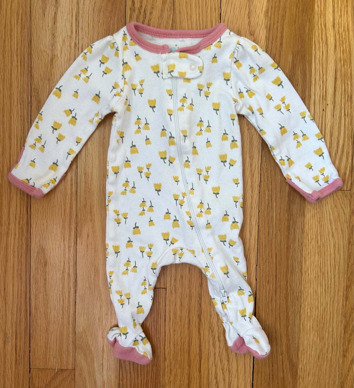 Cloud Island Yellow Flower Footie PJs EUC - size Month - Newborn