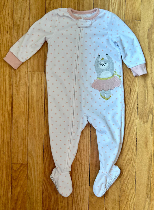 Carters Fleece Footie PJs Sloth EUC - size Month - 9-12 / 12M