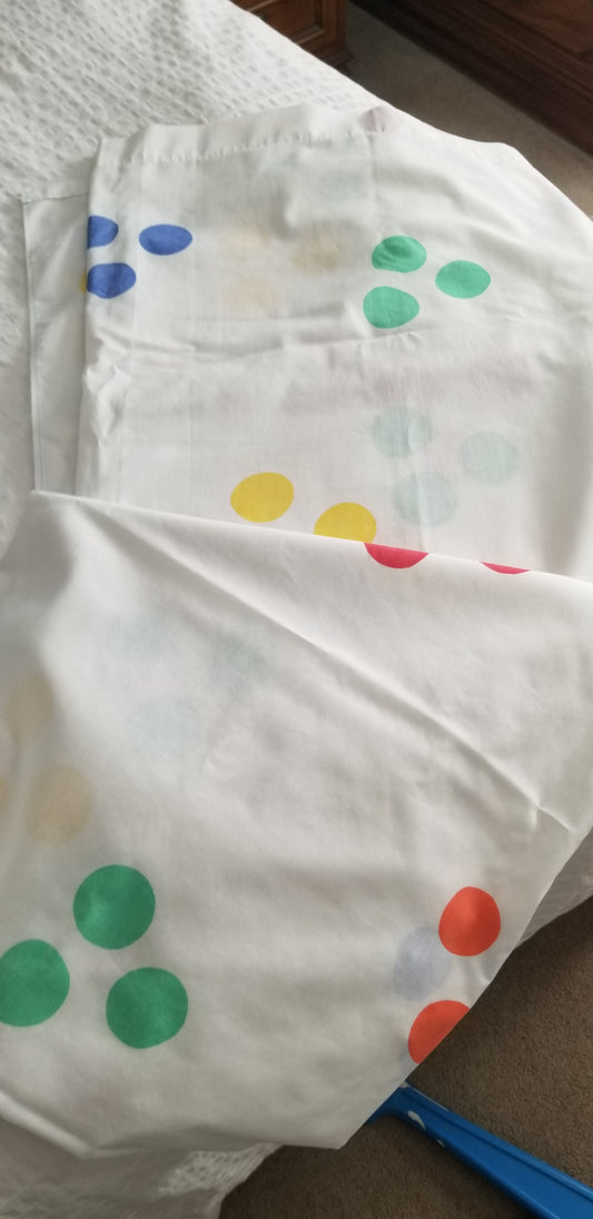 Twin Top Bed Sheet White w/multi color dots