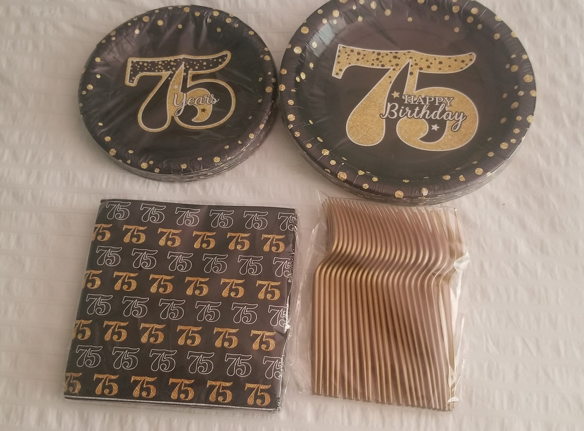 NEW 75 Year Party Supply 96 pieces for 24 guests
