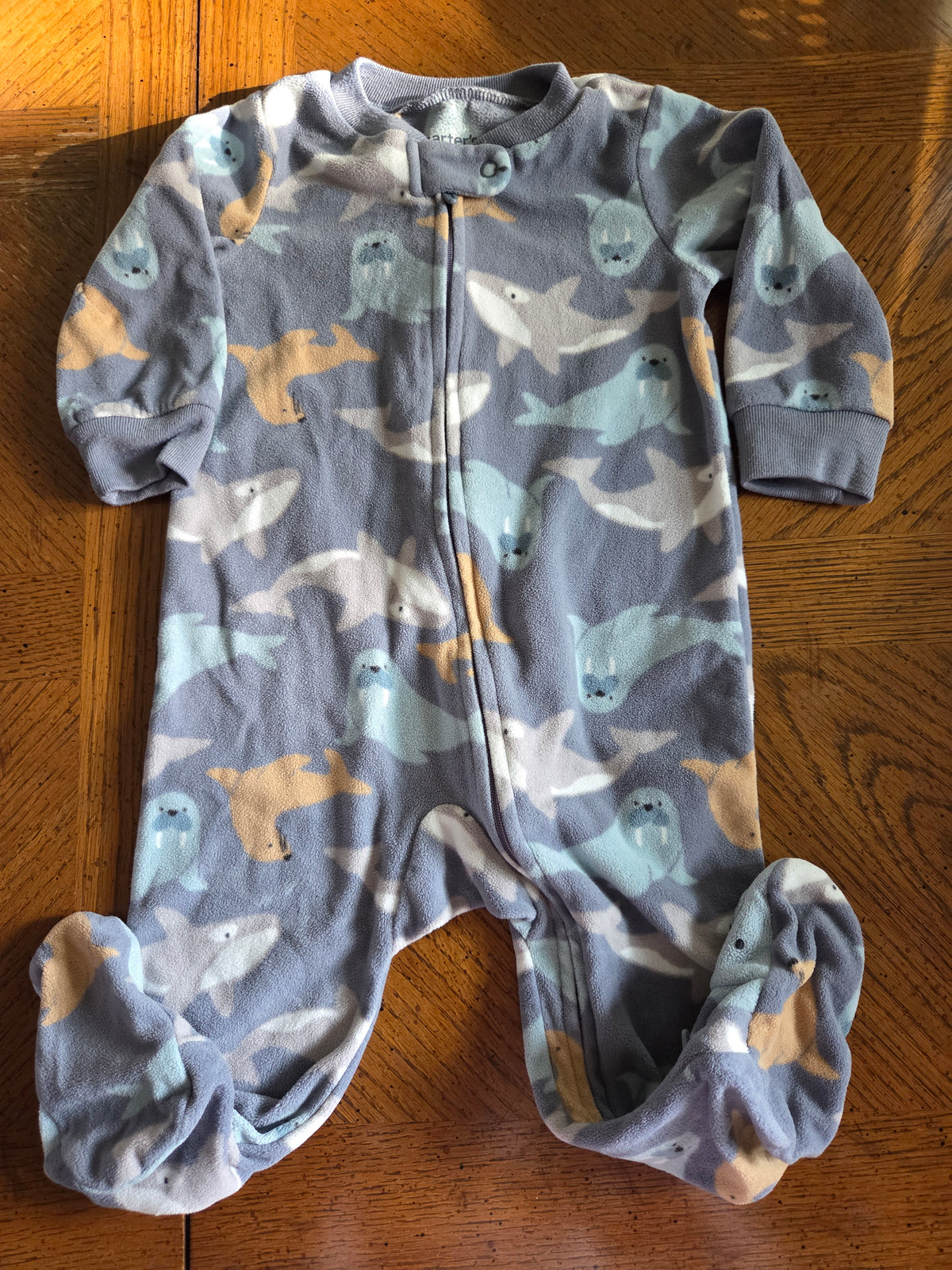Carter's Sleep & Play Sz 6-9M Gray w/fish desi - size Month - 6-9 / 9M
