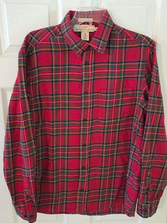 LOGG Red Plaid Shirt Long Sleeve Flannel - size Teen/Men - M (32-34)