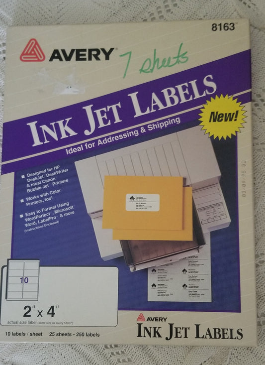 Avery Ink Jet Labels 7 sheets (10 per sheet)