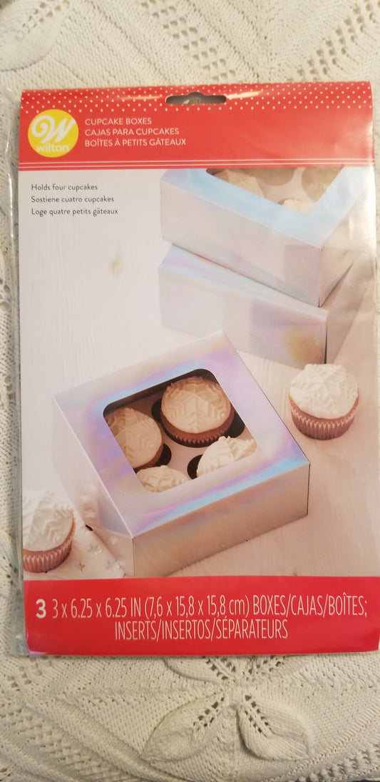 3 Cupcake Boxes NEW Holds 4 cupcakes