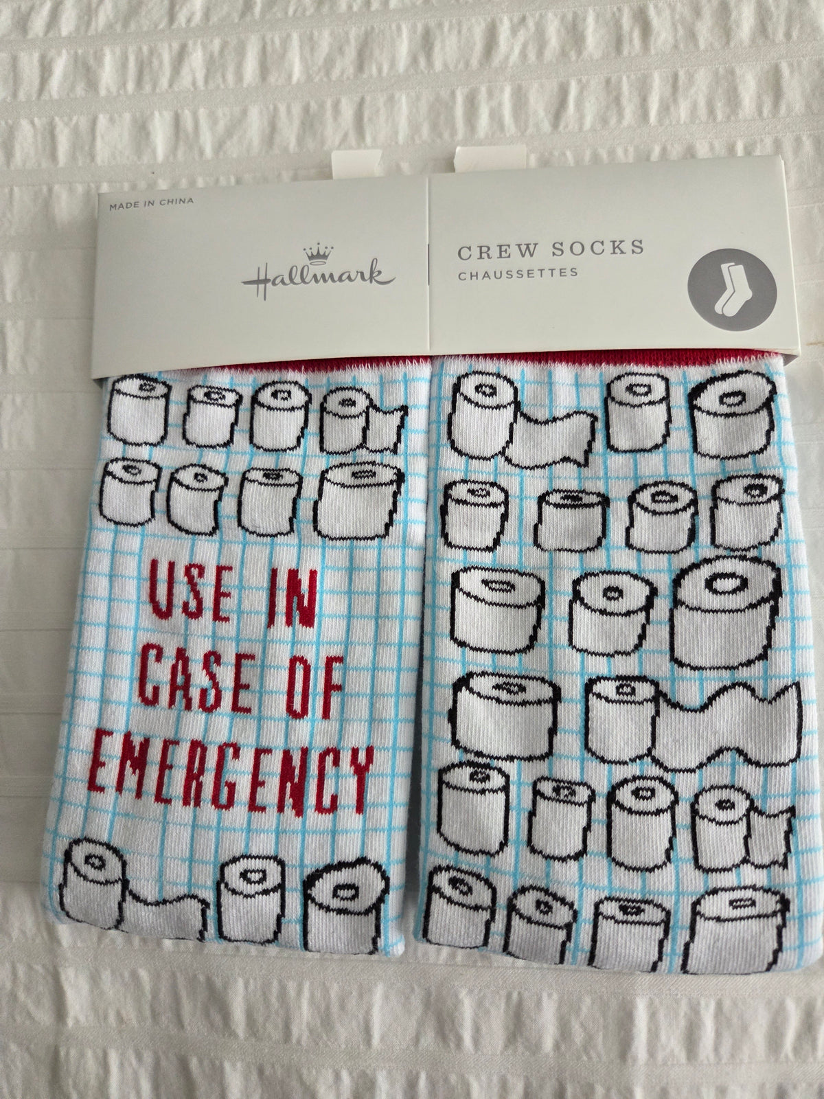 NEW Hallmark Crew Socks Toilet Paper Design
