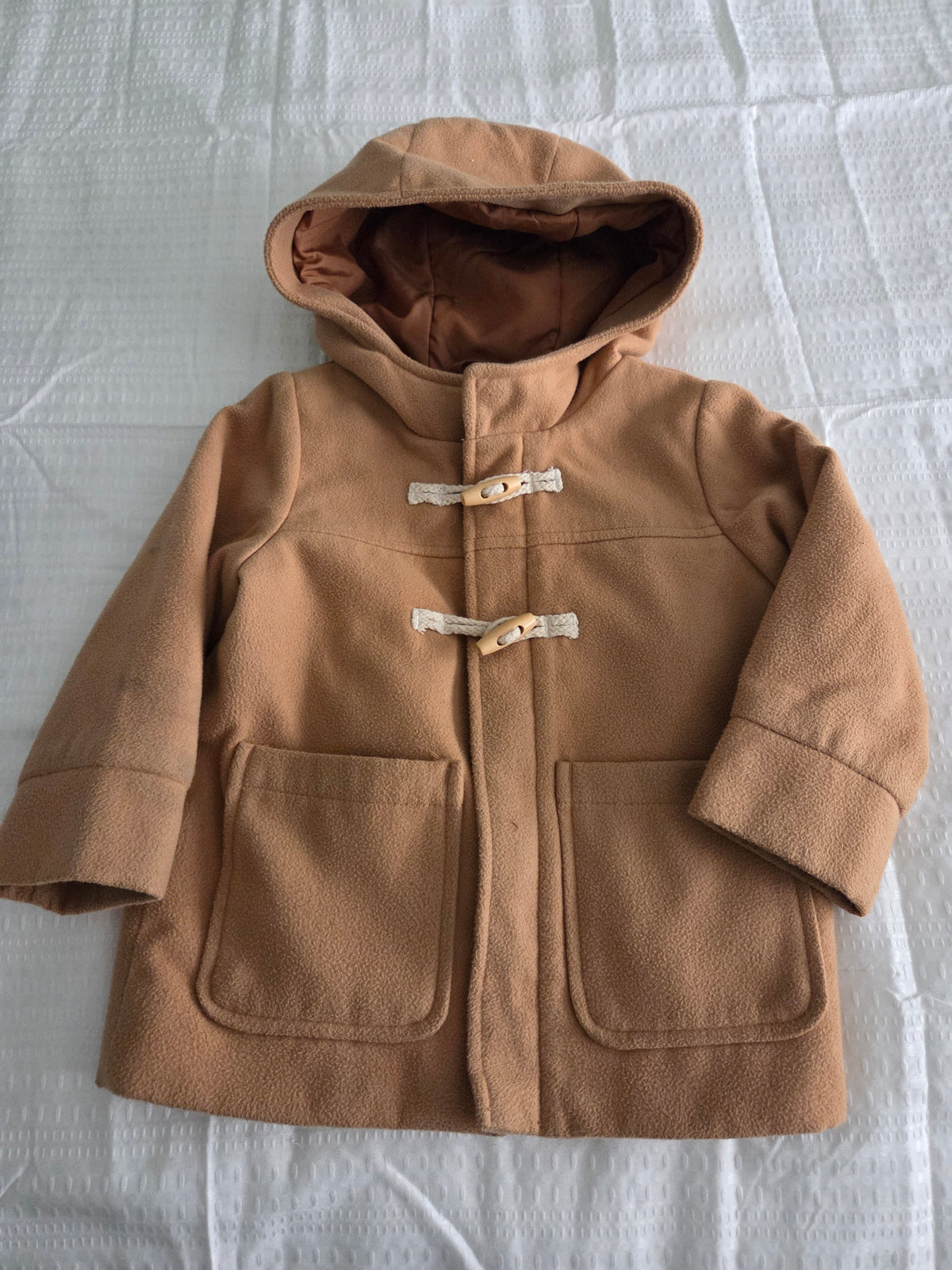Cat & Jack Camel Coat Attached hood New Cond. - size Toddler - 2T