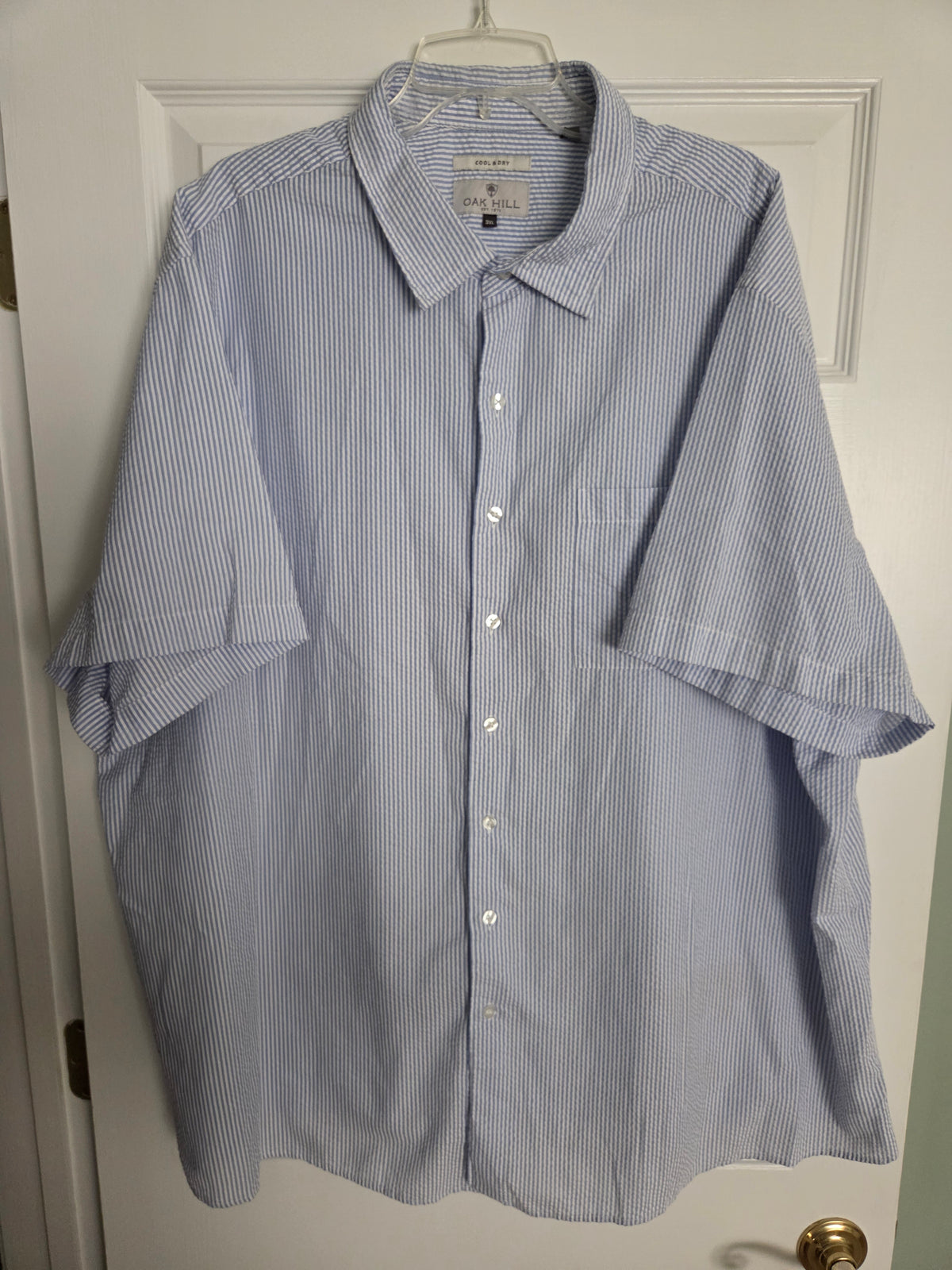 Oak Hill SS Shirt B/ue/white Seersucker - size Teen/Men - 3X (48-50)
