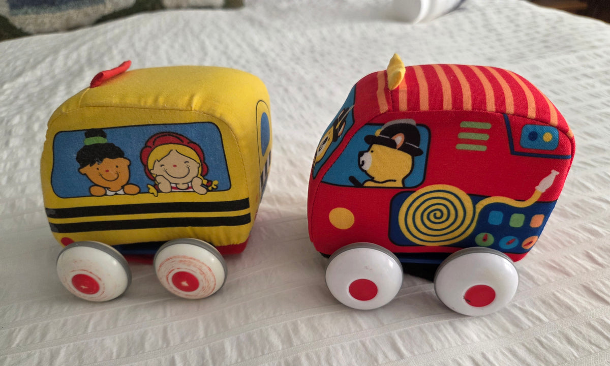Melissa & Doug Soft Toys School Bus & Fire Truck