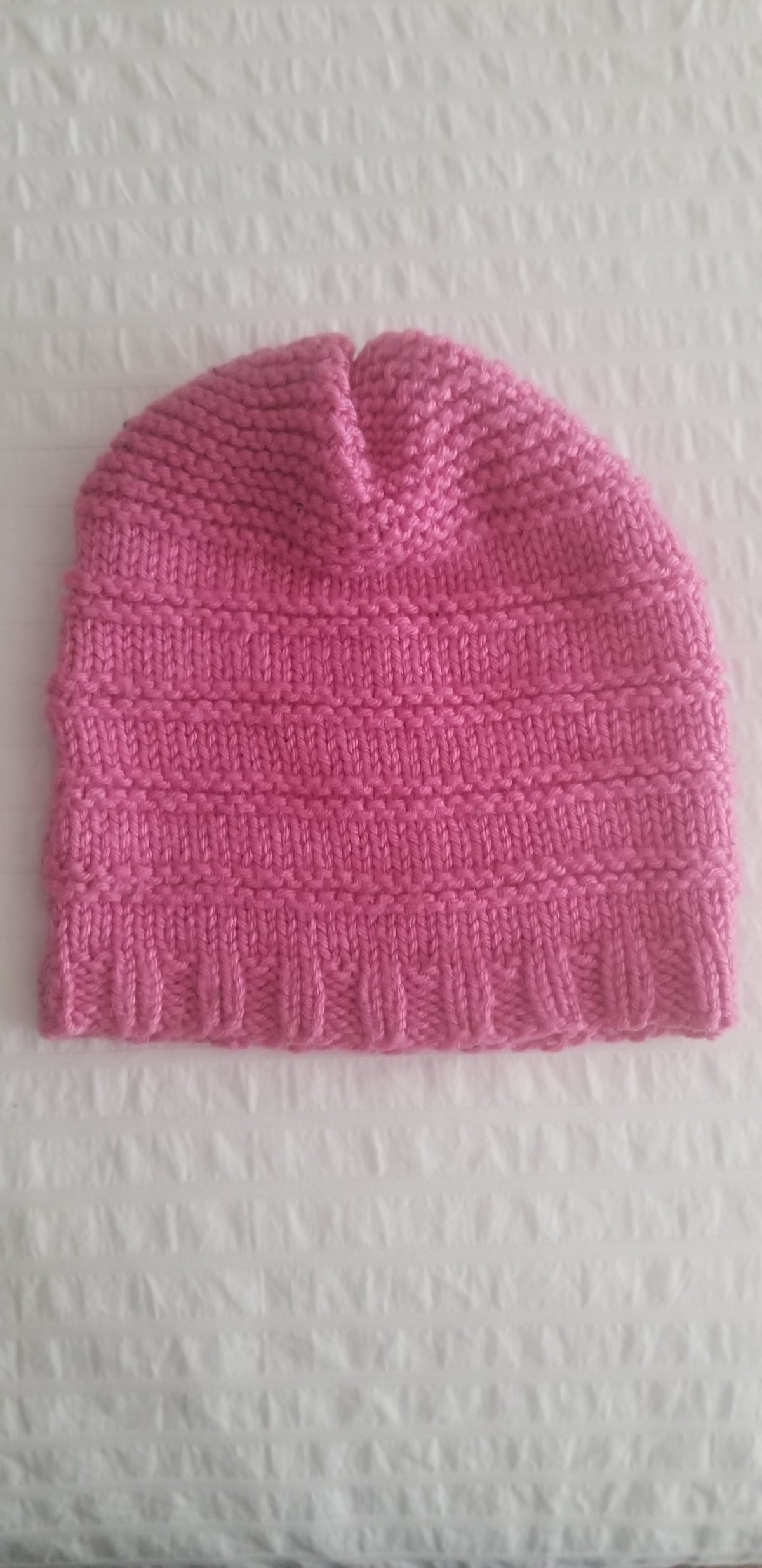 Handmade Pink Knit Hat One Size NEW 6-10 yrs