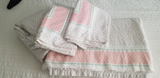 Pink Green Sheet Set Sz full/double Flannel