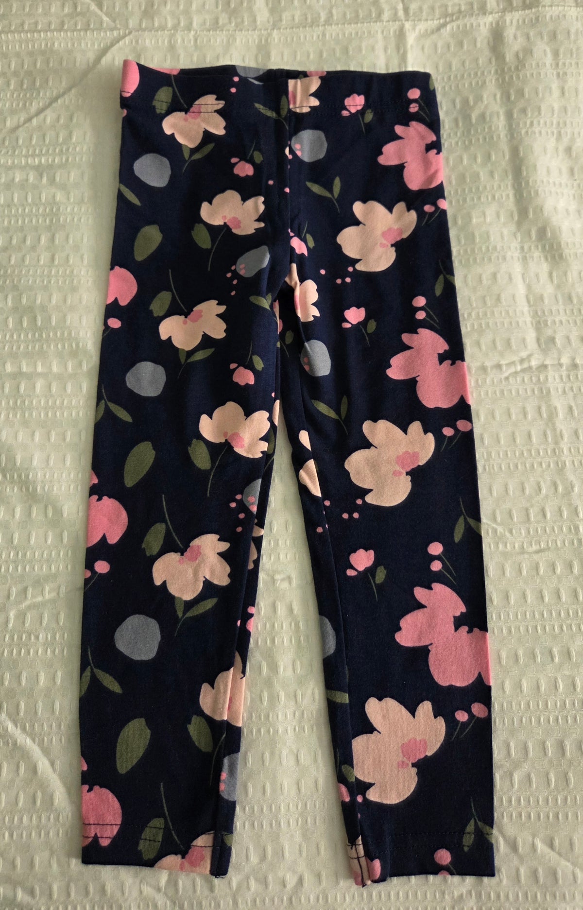 Carter's Tights Navy w/pink flowers - size Toddler - 2T
